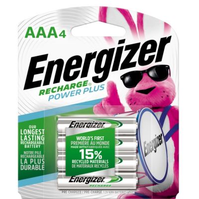 Energizer Power Plus Rechargeable AAA Batteries 4-Pack 800 mAh